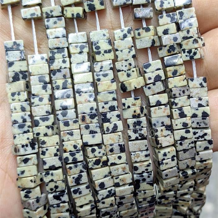 Natural Black Dalmatian Jasper Square Beads