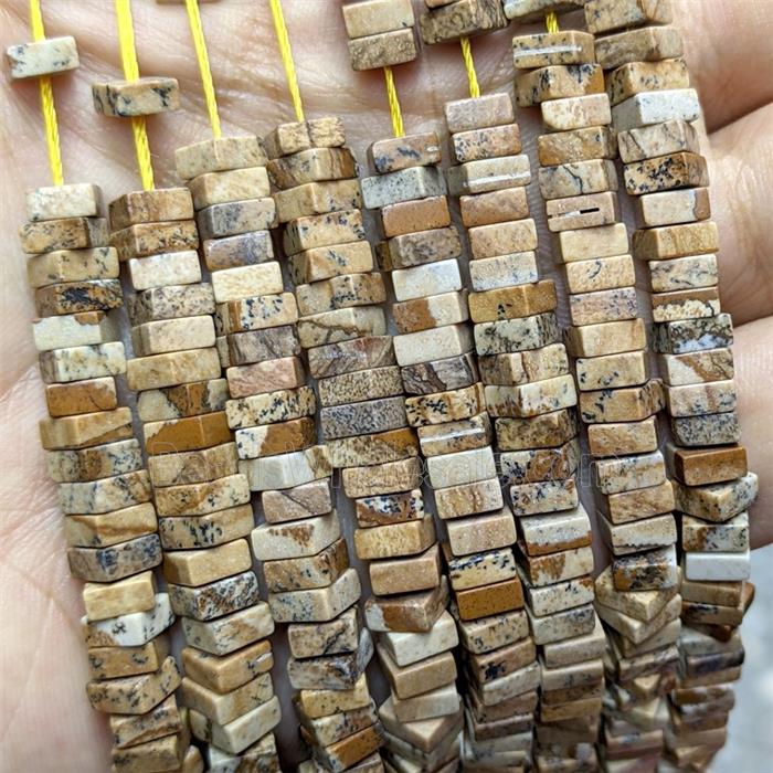 Natural Picture Jasper Square Beads