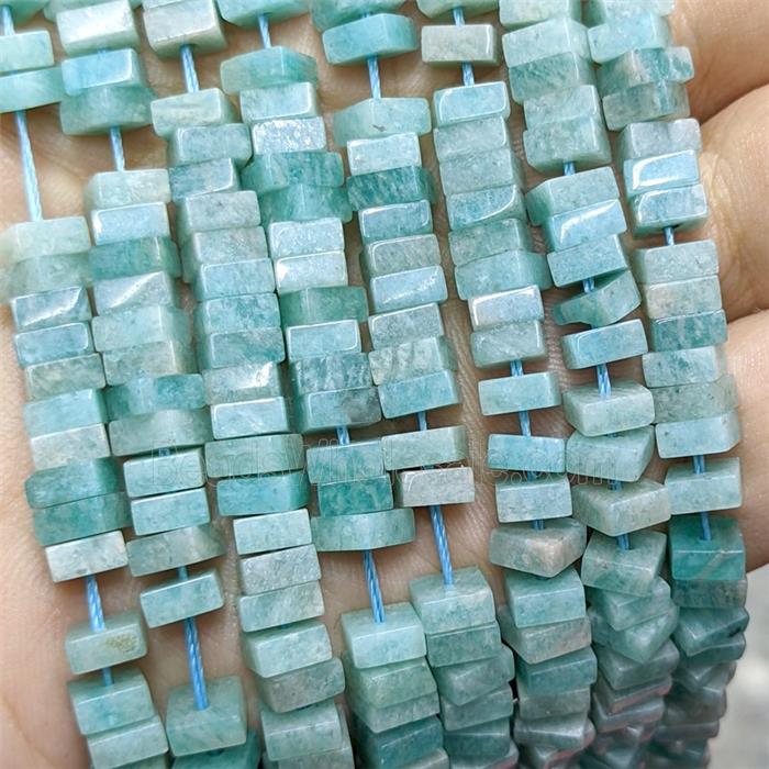 Natural Green Amazonite Square Beads
