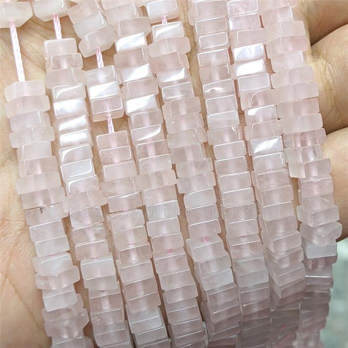 Natural Pink Rose Quartz Square Beads
