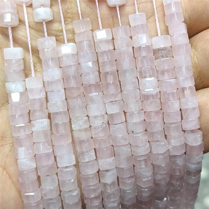 Natural Pink Rose Quartz Hexagon Beads