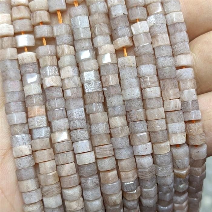 Natural Peach Sunstone Hexagon Beads