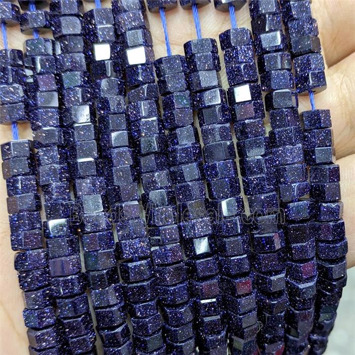 Blue Sandstone Hexagon Beads