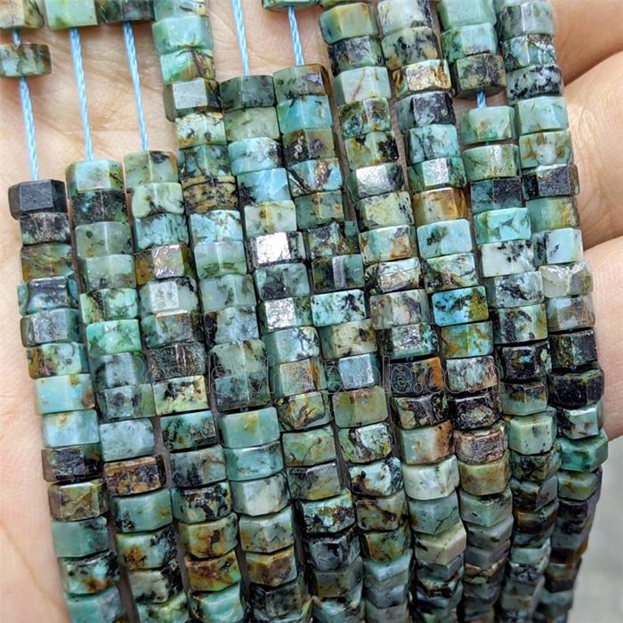 Natural Green African Turquoise Hexagon Beads