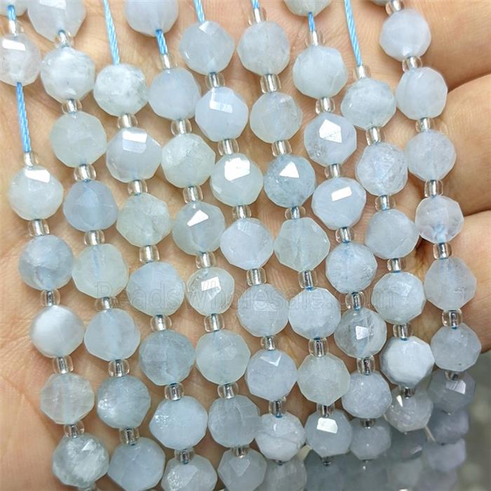Natural Blue Aquamarine Beads Cutted Round