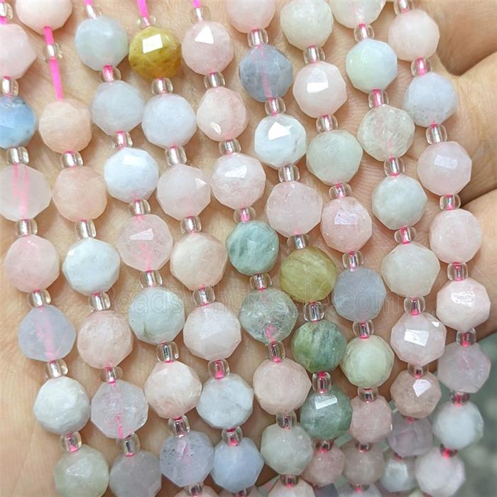 Natural Morganite Beads Multicolor Cutted Round