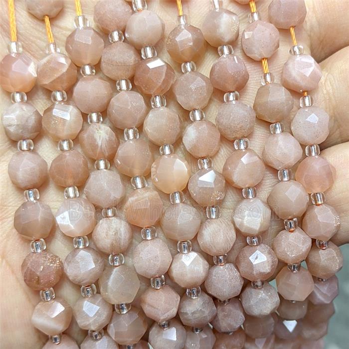 Natural Peach Sunstone Beads Cutted Round