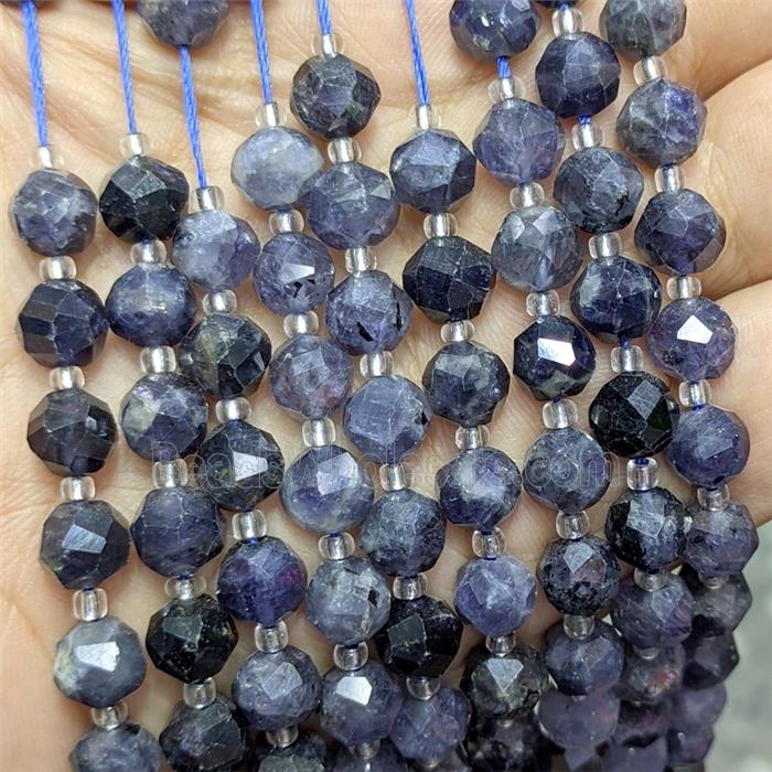 Natural Iolite Beads Inkblue Cutted Round