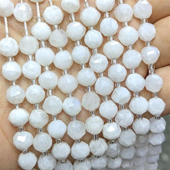 Natural White Moonstone Beads Cutted Round