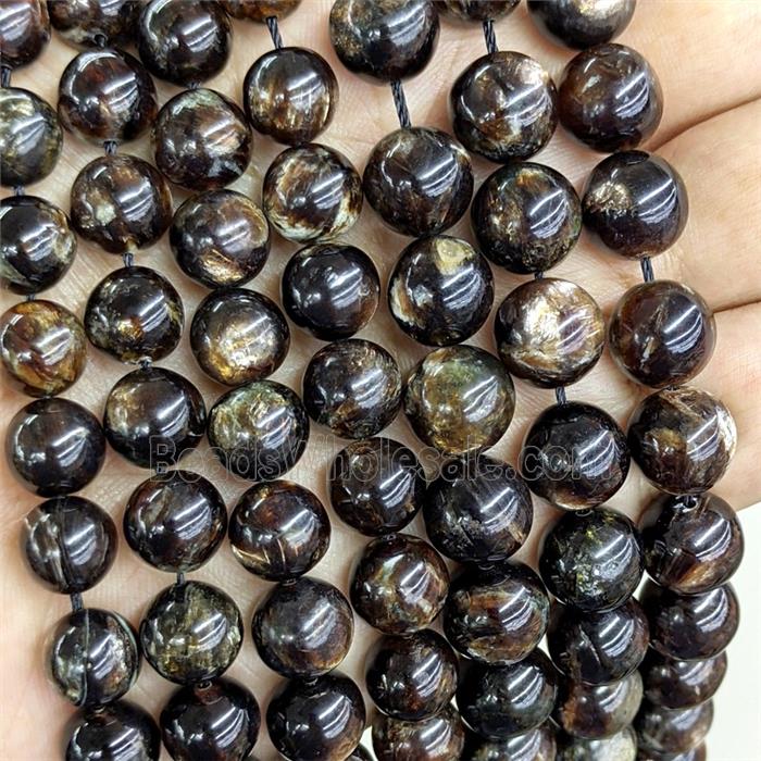 Natural Brazilian Biotite Beads GoldenBlack Smooth Round