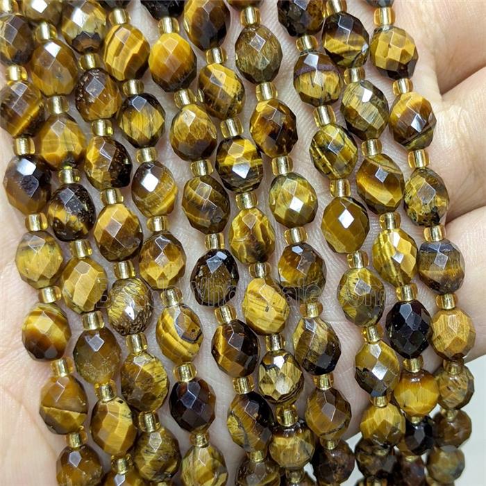 Natural Tiger Eye Stone Beads Faceted Rice