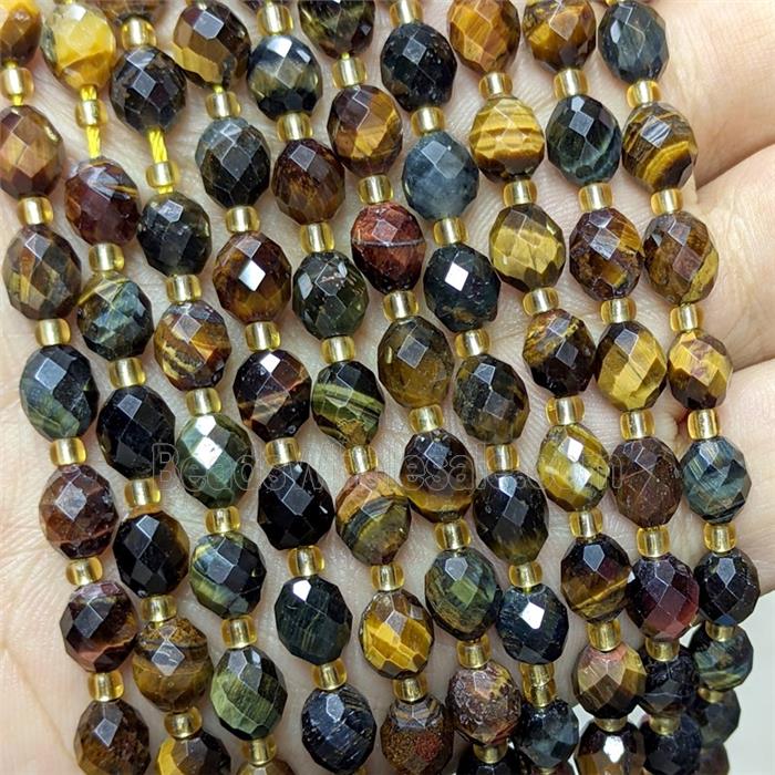 Tiger Eye Stone Beads Multicolor Faceted Rice