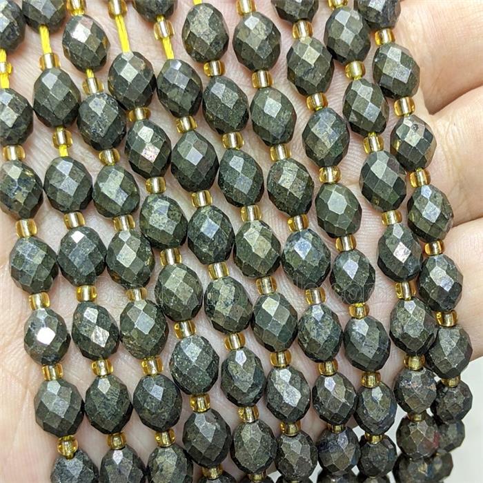 Natural Pyrite Beads Faceted Rice