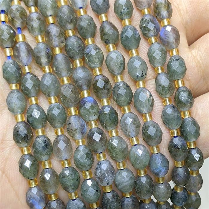 Natural Labradorite Beads Faceted Rice