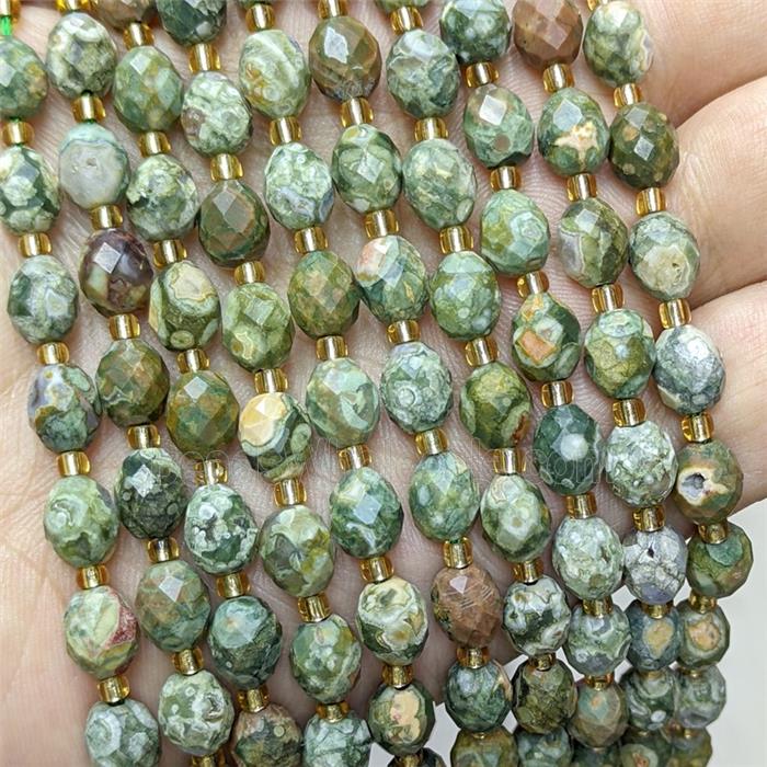 Natural Rhyolite Beads Green Faceted Rice