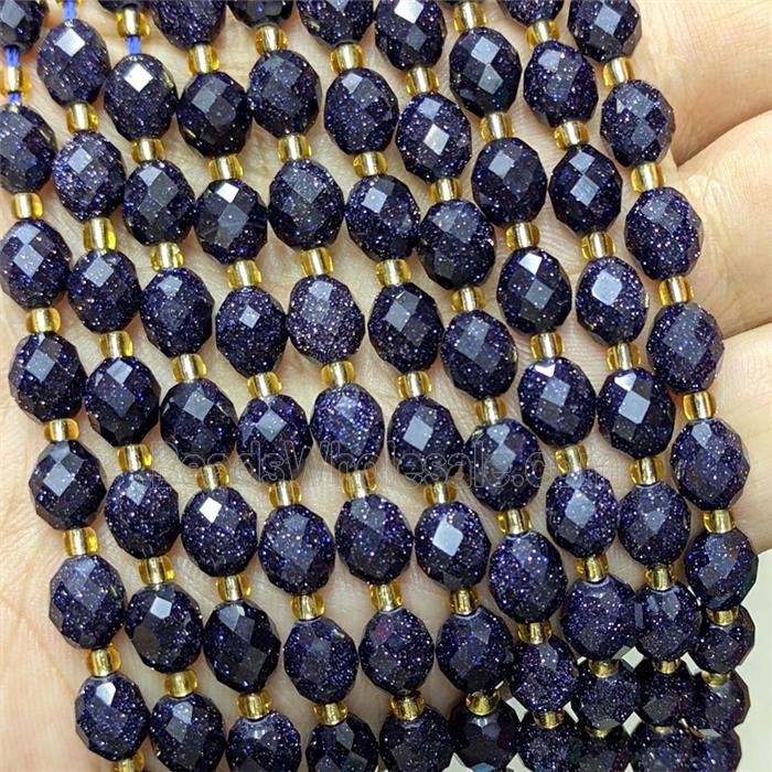 Blue Sandstone Beads Faceted Rice