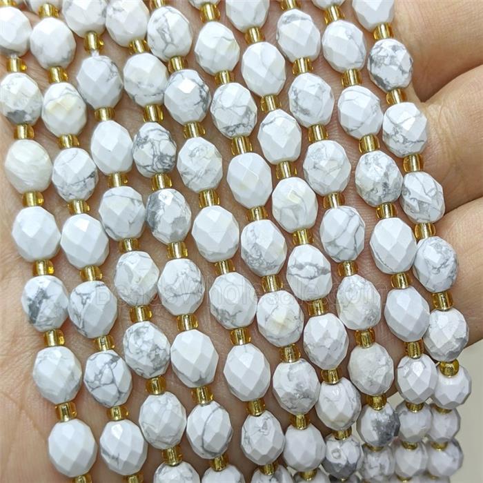Natural White Howlite Turquoise Beads Faceted Rice