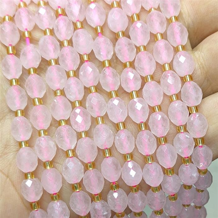 Natural Pink Rose Quartz Beads Faceted Rice