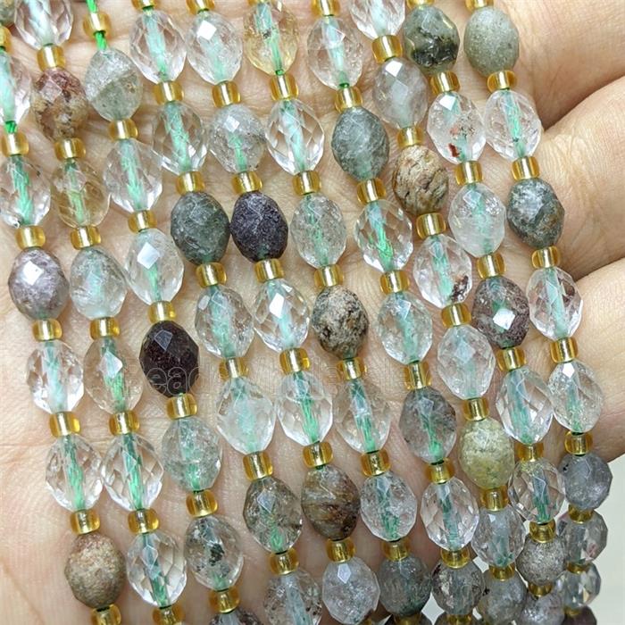 Natural Green Chlorite Quartz Beads Faceted Rice