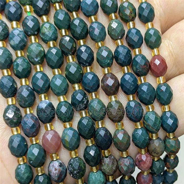 Natural Green Chook Bloodstone Beads Faceted Rice