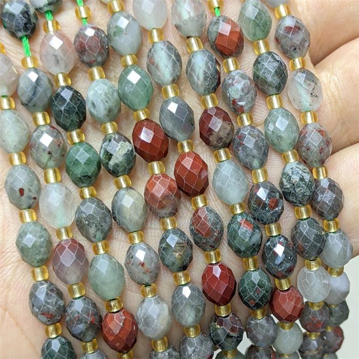 Natural African Bloodstone Beads Faceted Rice