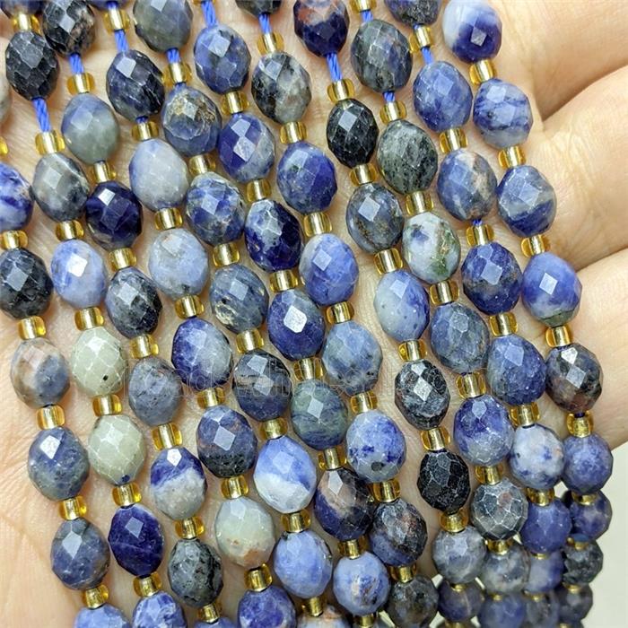 Natural Blue Sodalite Beads Faceted Rice