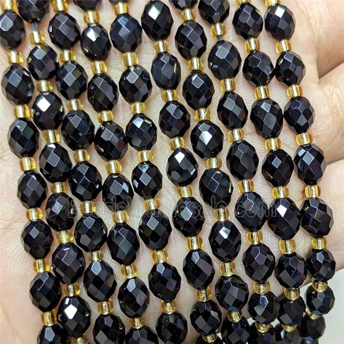 Natural Black Obsidian Beads Faceted Rice