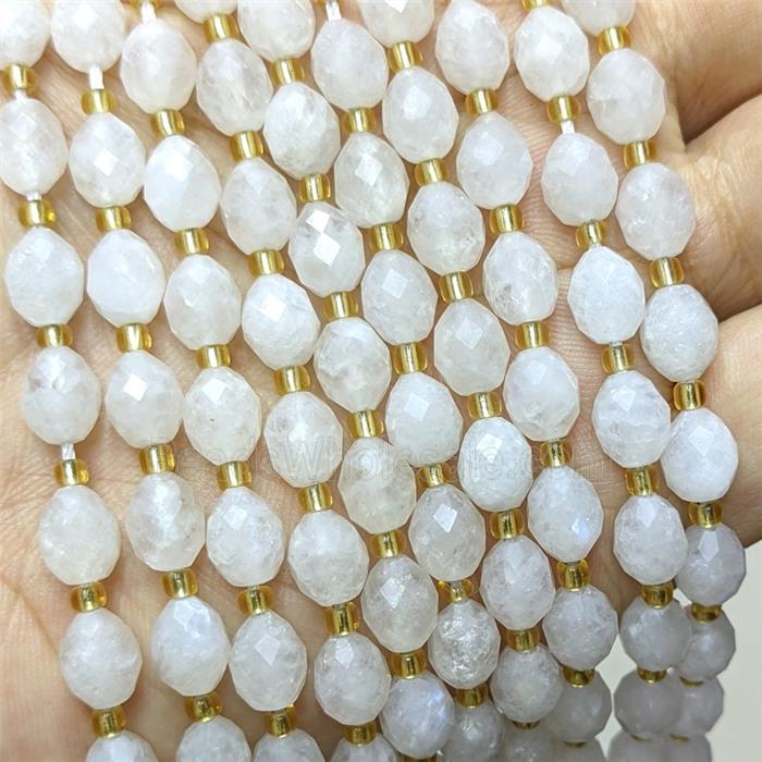 Natural White Moonstone Beads Faceted Rice