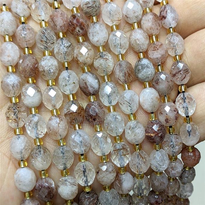 Natural Black Golden Super7 Rutilated Quartz Beads Faceted Rice