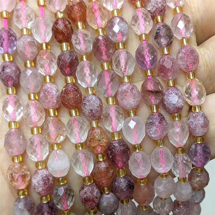 Natural Pink Strawberry Quartz And Rose Quartz Beads Fceted Rice