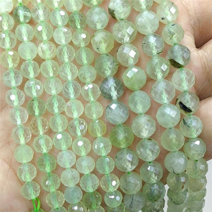 Natural Green Prehnite Beads Faceted Round
