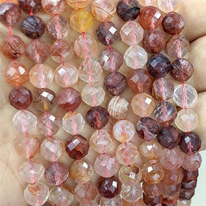 Natural Red Hematoid Quartz Beads Faceted Round