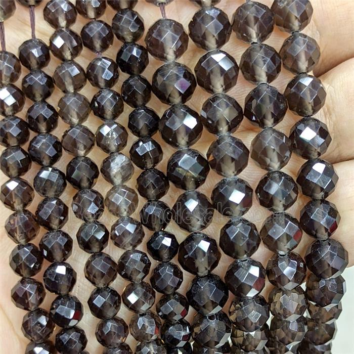 Smoky Quartz Beads Faceted Round
