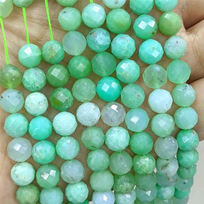 Natural Green Australian Chrysoprase Beads A-Grade Faceted Round