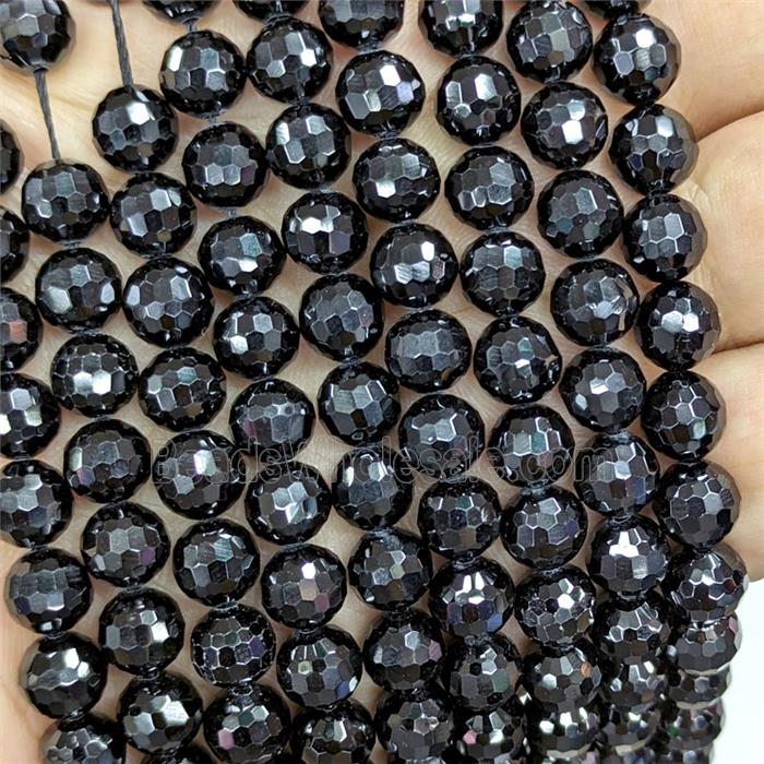 Natural Black Spinel Beads Faceted Round