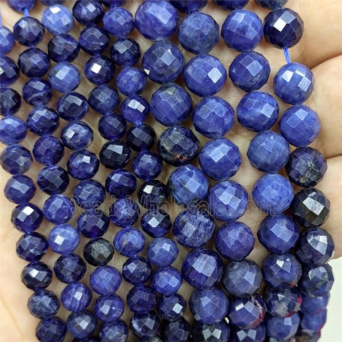 Natural Blue Sodalite Beads A-Grade Faceted Round