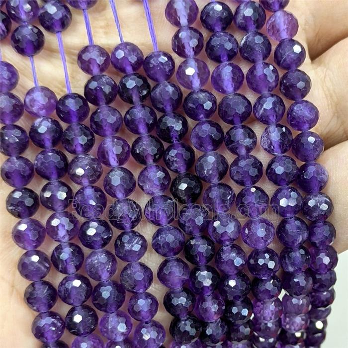 Natural Purple Amethyst Beads Faceted Round