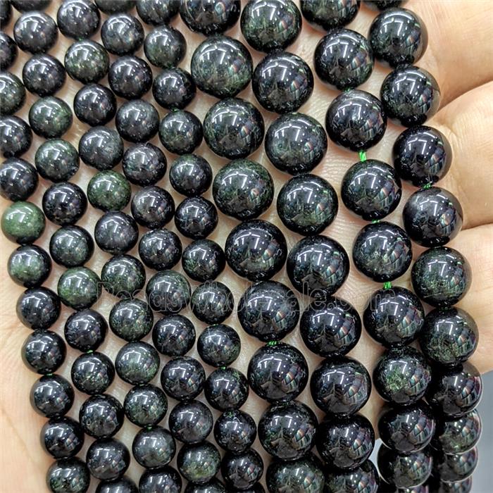 Natural Darkgreen Diopside Beads Smooth Round