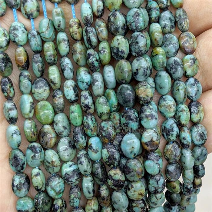 Natural Green African Turquoise Oval Beads