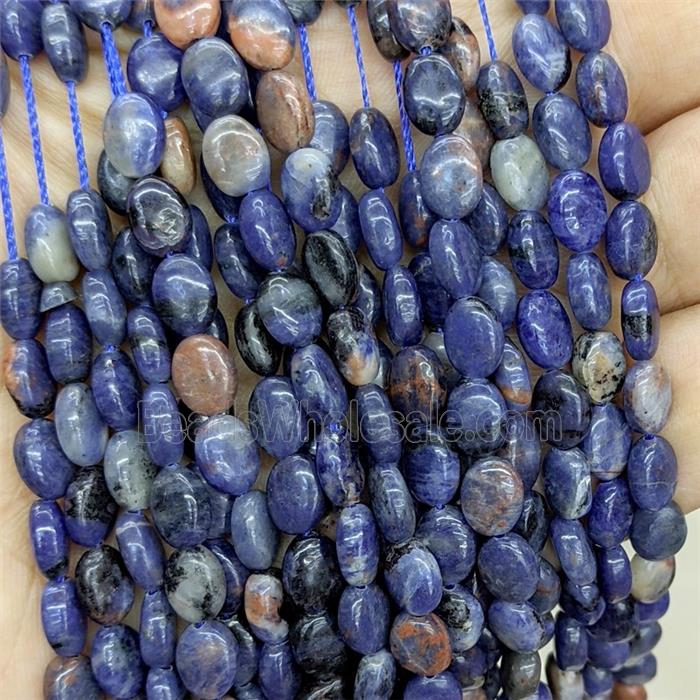 Natural Blue Sodalite Oval Beads