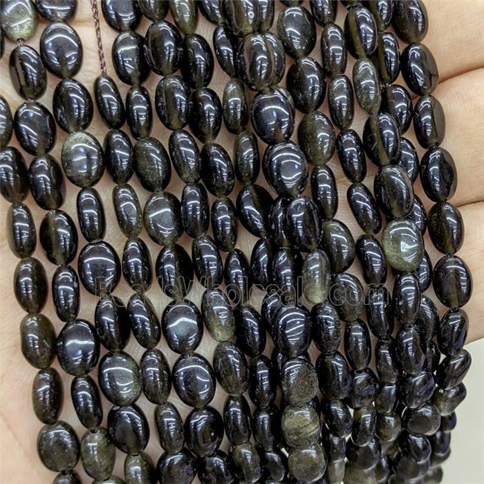 Golden Obsidian Oval Beads