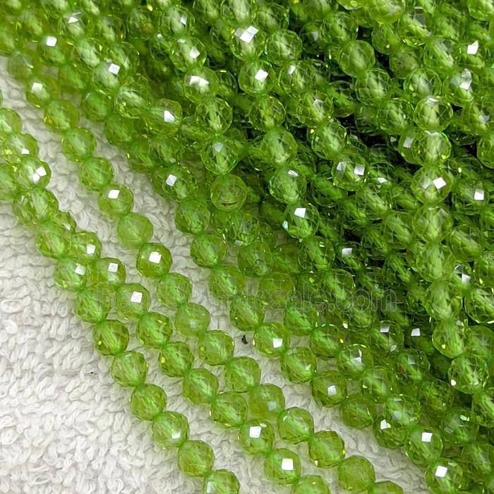 Natural Green Peridot Pony Beads AA-Grade Faceted Round