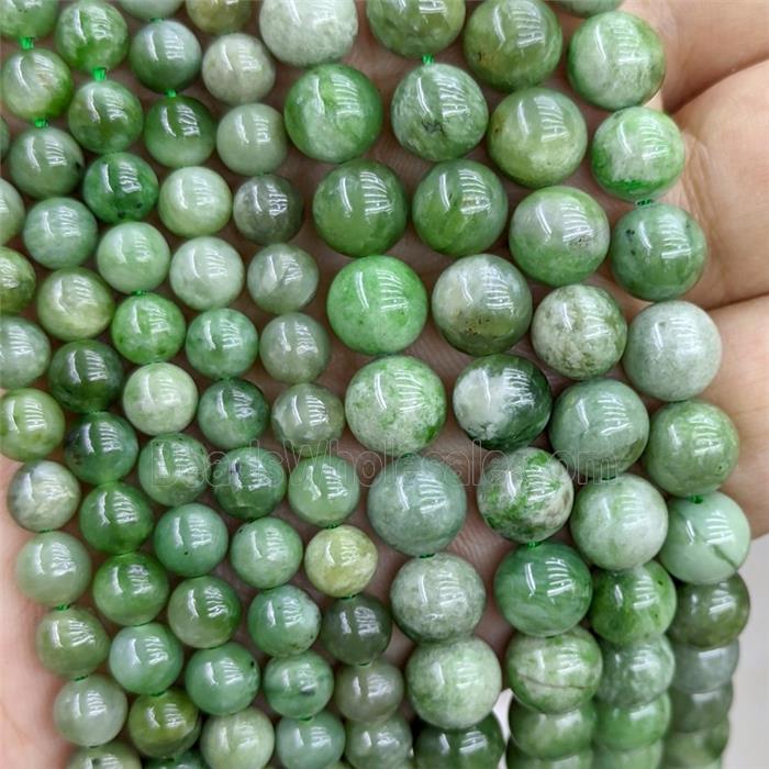 Green Afghanistan Nephrite Jade Beads Smooth Round