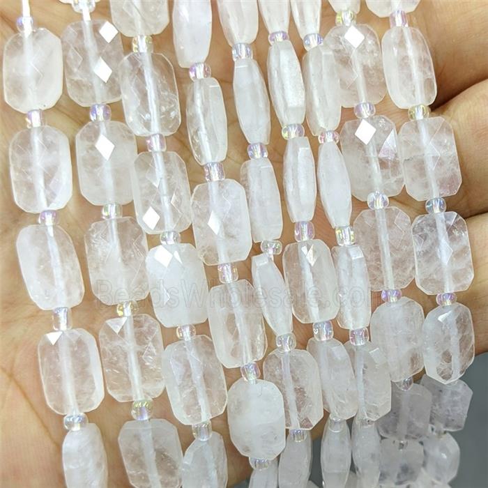 Natural Clear Crystal Quartz Beads Faceted Rectangle