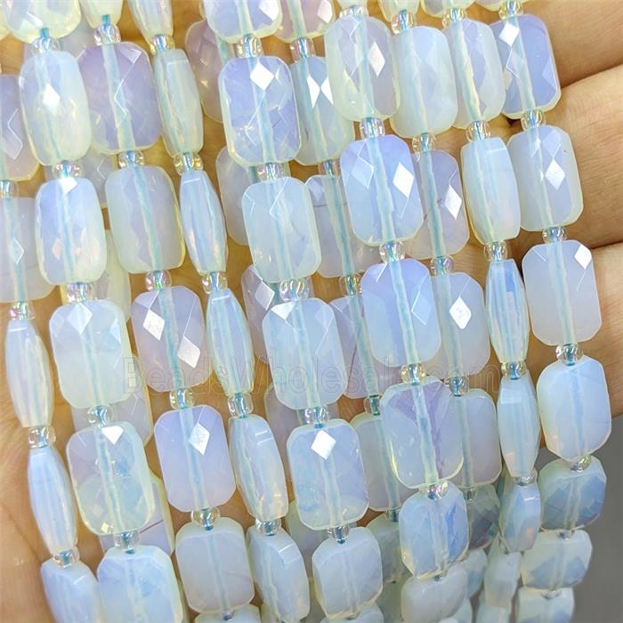 White Opalite Beads Faceted Rectangle