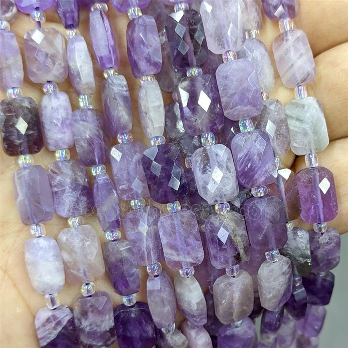 Natural Purple Amethyst Beads Faceted Rectangle