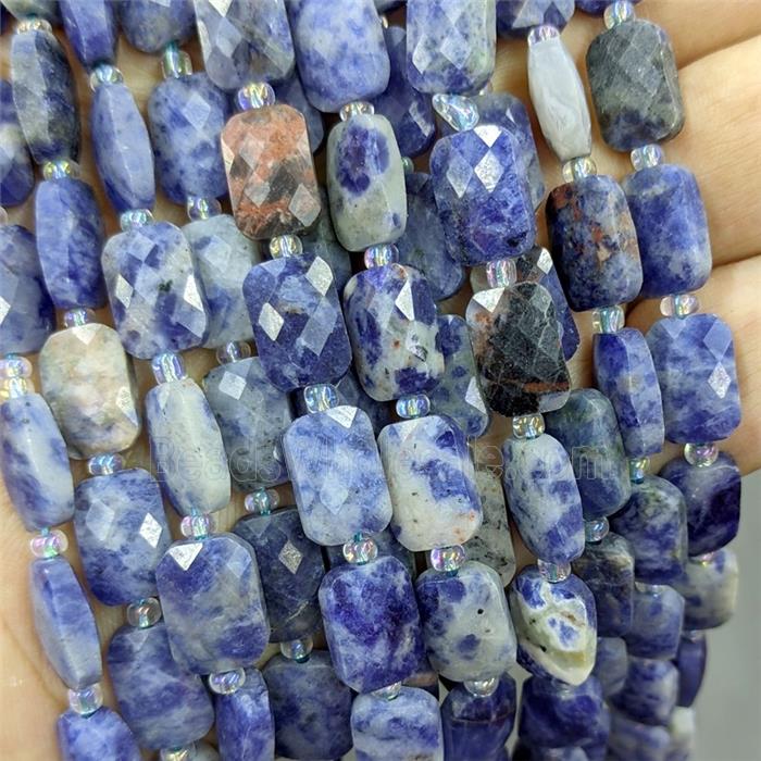 Natural Blue Sodalite Beads Faceted Rectangle