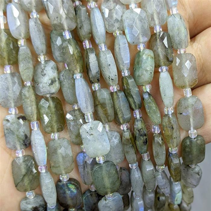Natural Labradorite Beads Faceted Rectangle