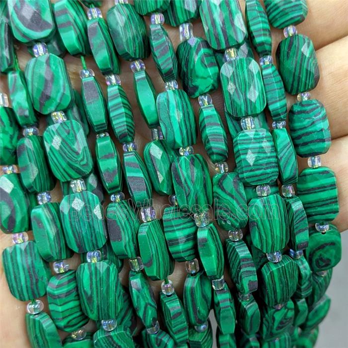 Synthetic Green Malachite Beads Faceted Rectangle