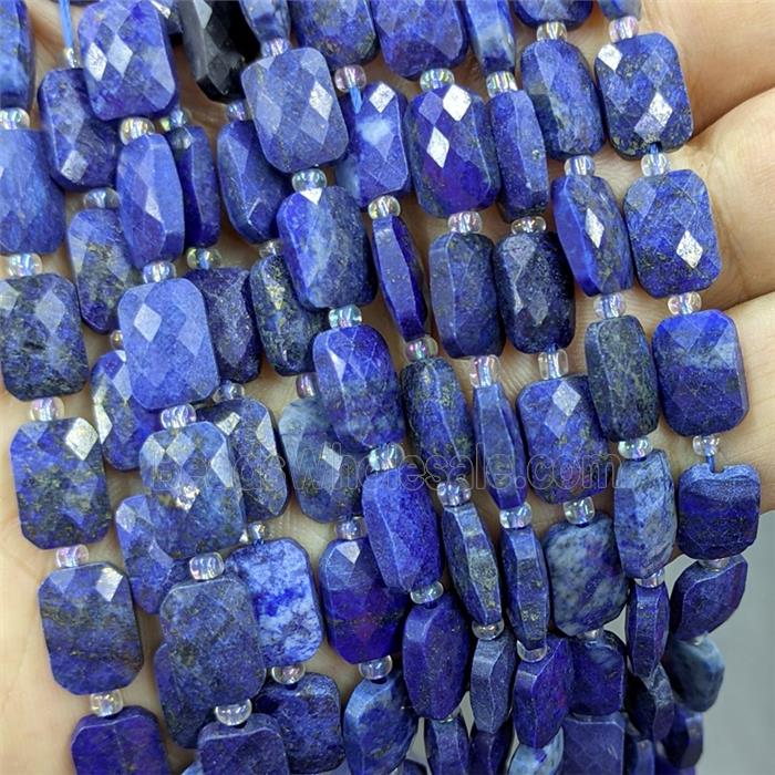 Natural Blue Lapis Lazuli Beads Faceted Rectangle